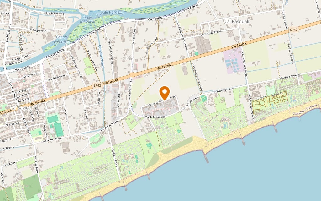 Mappa di Ca' Vio, Cavallino Treporti, con via Paolo Thaon di Revel e la spiaggia